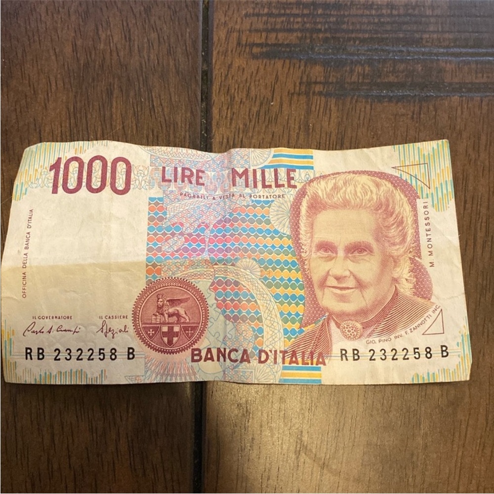 1000 Lire Bill italian lire lire mille vintage lire Italian money italy money